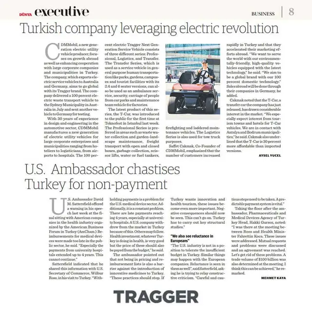 Dünya Executive — Yönetici röportajı: elektrikli araç stratejisi basın kupürü